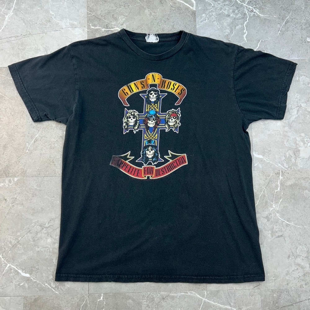 Vintage Guns N Roses Graphic Tee Men Medium Appetite For Destruction Cross Skull